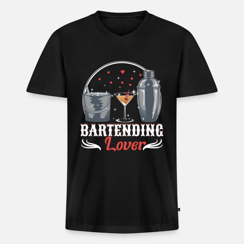 Bartending lover - Männer Premium Bio T-Shirt mit V-Ausschnitt - Schwarz