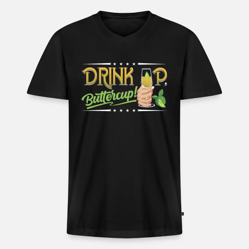Drink up - Männer Premium Bio T-Shirt mit V-Ausschnitt - Schwarz