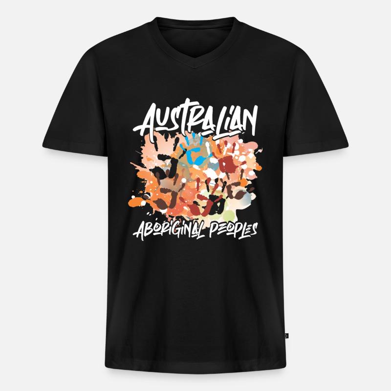 Australian Aboriginal - Männer Premium Bio T-Shirt mit V-Ausschnitt - Schwarz