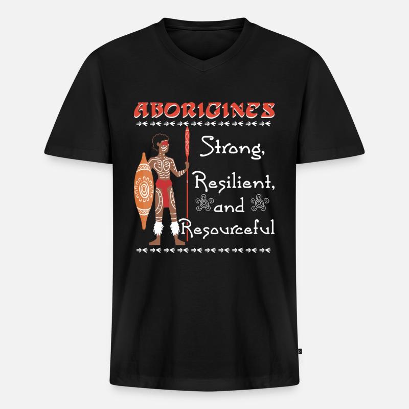 Aborigines Strong - Männer Premium Bio T-Shirt mit V-Ausschnitt - Schwarz