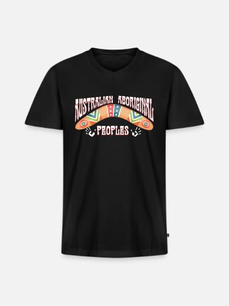 Australian Aboriginal - Men's Premium Organic T-shirt with V-neck - black