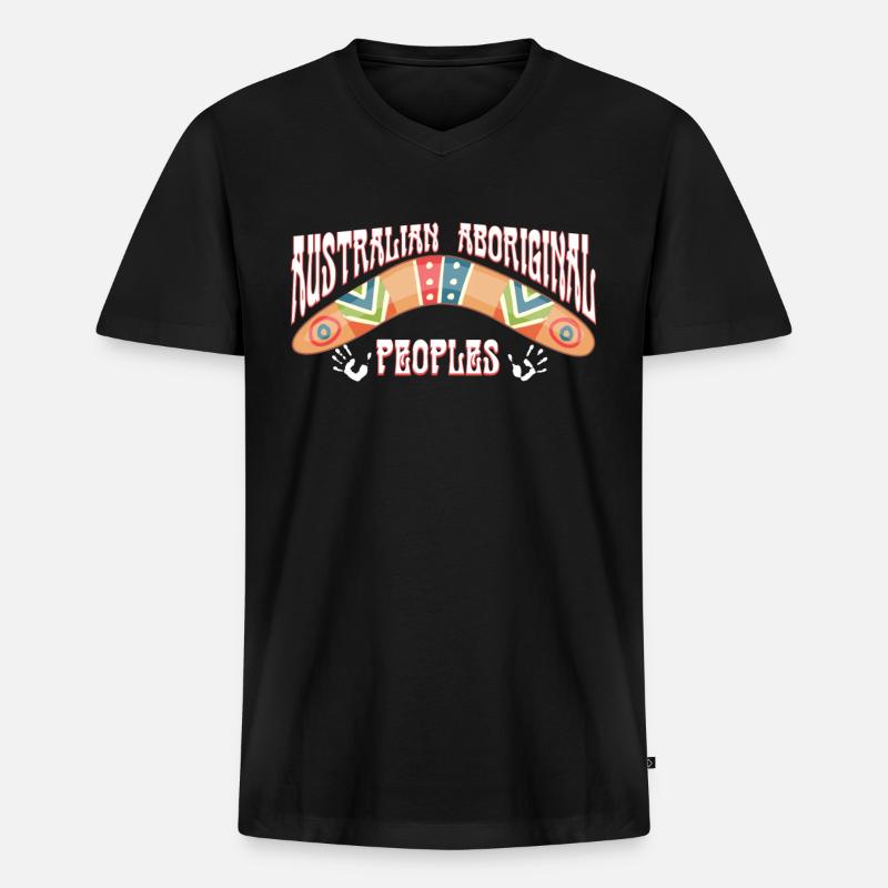 Australian Aboriginal - Männer Premium Bio T-Shirt mit V-Ausschnitt - Schwarz