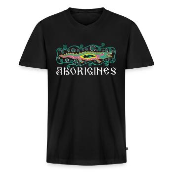 Aborigines - Männer Premium Bio T-Shirt mit V-Ausschnitt - Schwarz - Vorne - Nico (187cm)