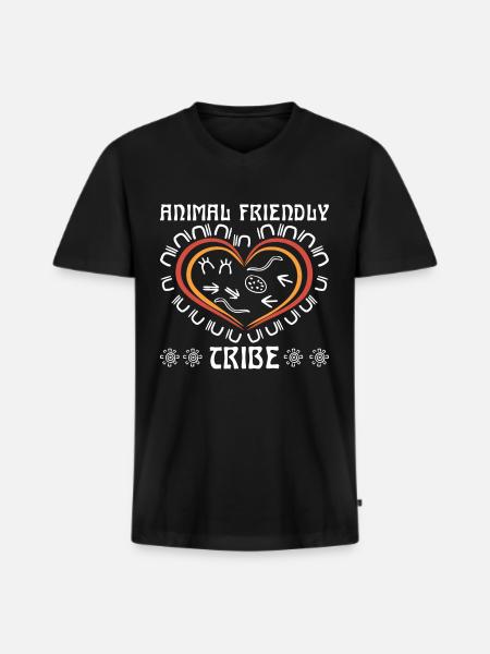 Animal Friendly Tribe - Men's Premium Organic T-shirt with V-neck - black