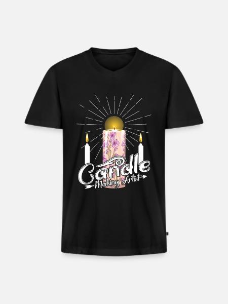 Candle Making Artist - Men's Premium Organic T-shirt with V-neck - black