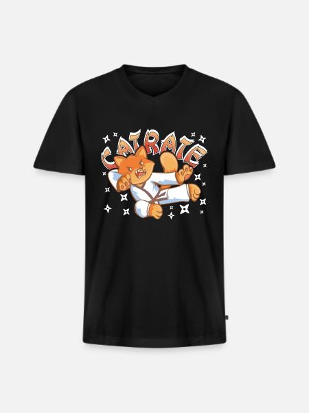Catrate - Men's Premium Organic T-shirt with V-neck - black