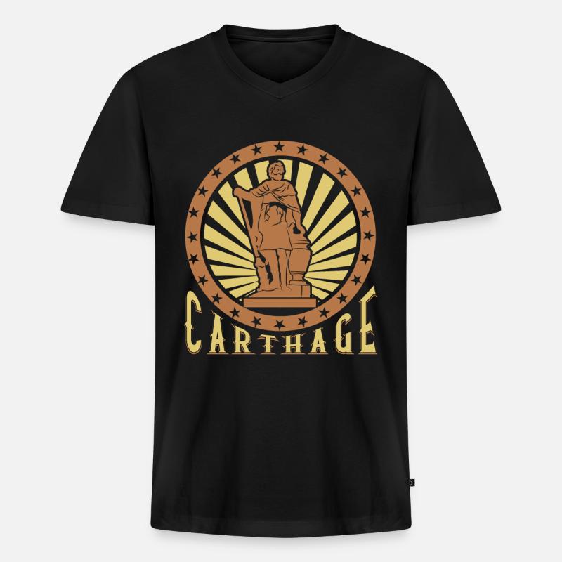 Karthago - Männer Premium Bio T-Shirt mit V-Ausschnitt - Schwarz