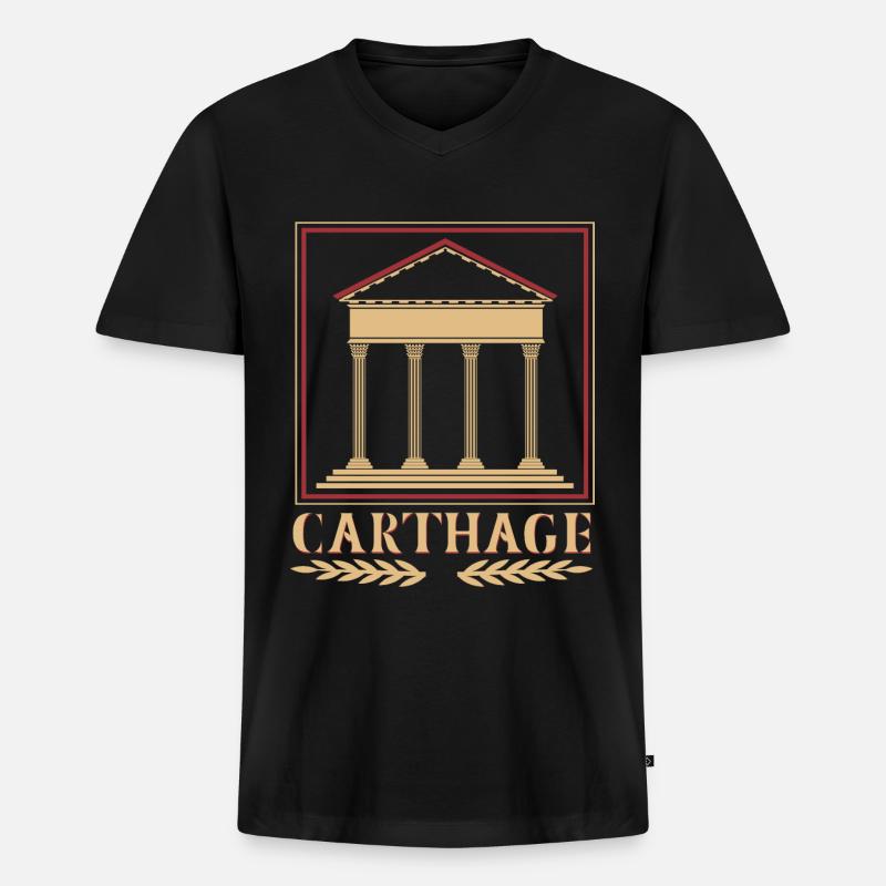 Tempel von Karthago - Männer Premium Bio T-Shirt mit V-Ausschnitt - Schwarz