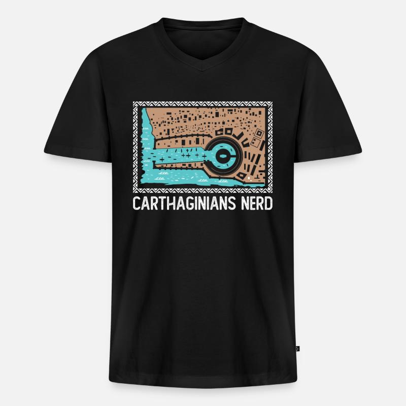 Karthager Nerd - Männer Premium Bio T-Shirt mit V-Ausschnitt - Schwarz
