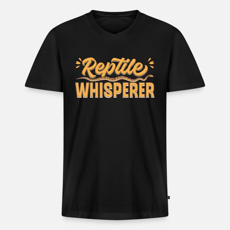 Reptilien-Flüsterer - Männer Premium Bio T-Shirt mit V-Ausschnitt - Schwarz