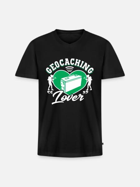 Geocaching Lover - Men's Premium Organic T-shirt with V-neck - black