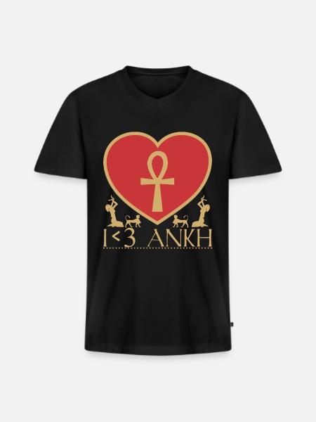 I <3 Ankh - Männer Premium Bio T-Shirt mit V-Ausschnitt - Schwarz