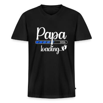 Papa 2026 Chargement Futur papa 2026 - T-shirt encolure en V Premium bio Homme - noir - Devant - Nico (187cm)
