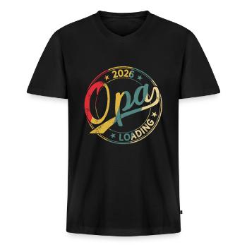 Opa 2026 Loading Werdender Opa 2026 - Männer Premium Bio T-Shirt mit V-Ausschnitt - Schwarz - Vorne - Nico (187cm)