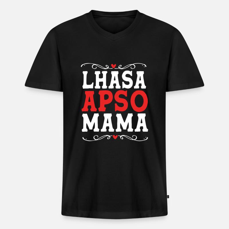 Lhasa Apso Hund - Männer Premium Bio T-Shirt mit V-Ausschnitt - Schwarz