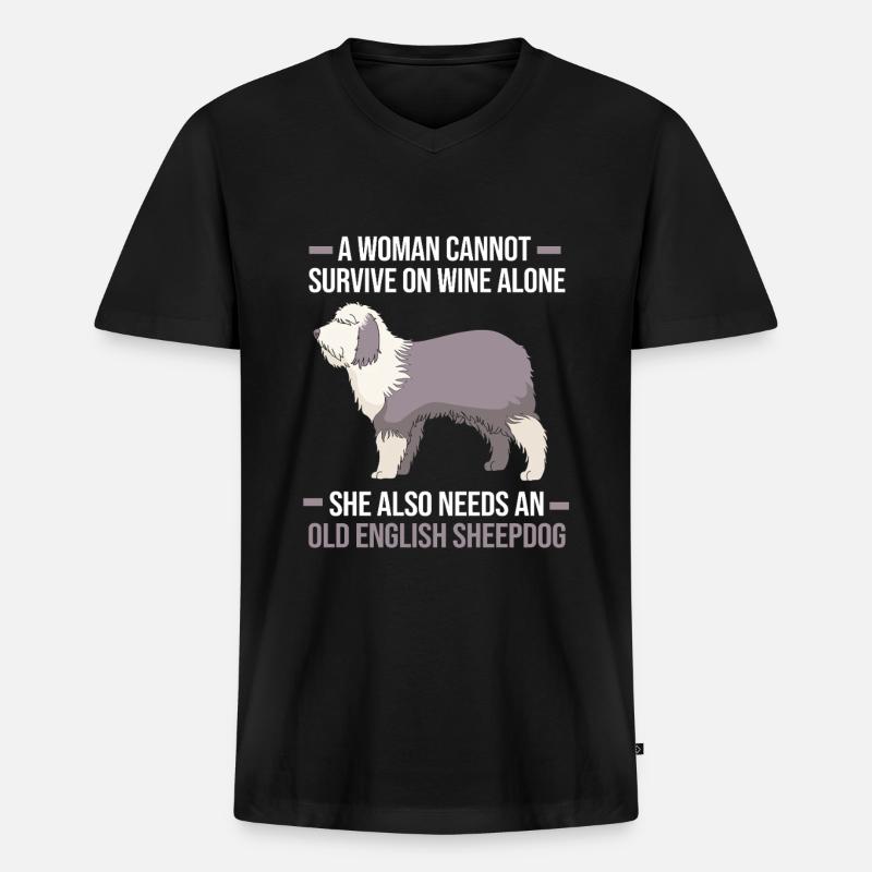 Englischer Schäferhund - Männer Premium Bio T-Shirt mit V-Ausschnitt - Schwarz