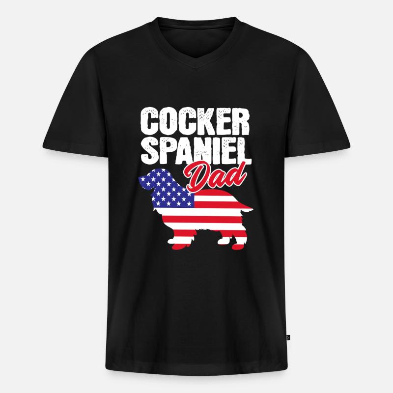 Cocker Spaniel Vater - Männer Premium Bio T-Shirt mit V-Ausschnitt - Schwarz