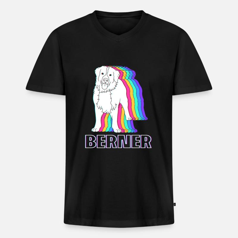 Berner Sennenhund - Männer Premium Bio T-Shirt mit V-Ausschnitt - Schwarz