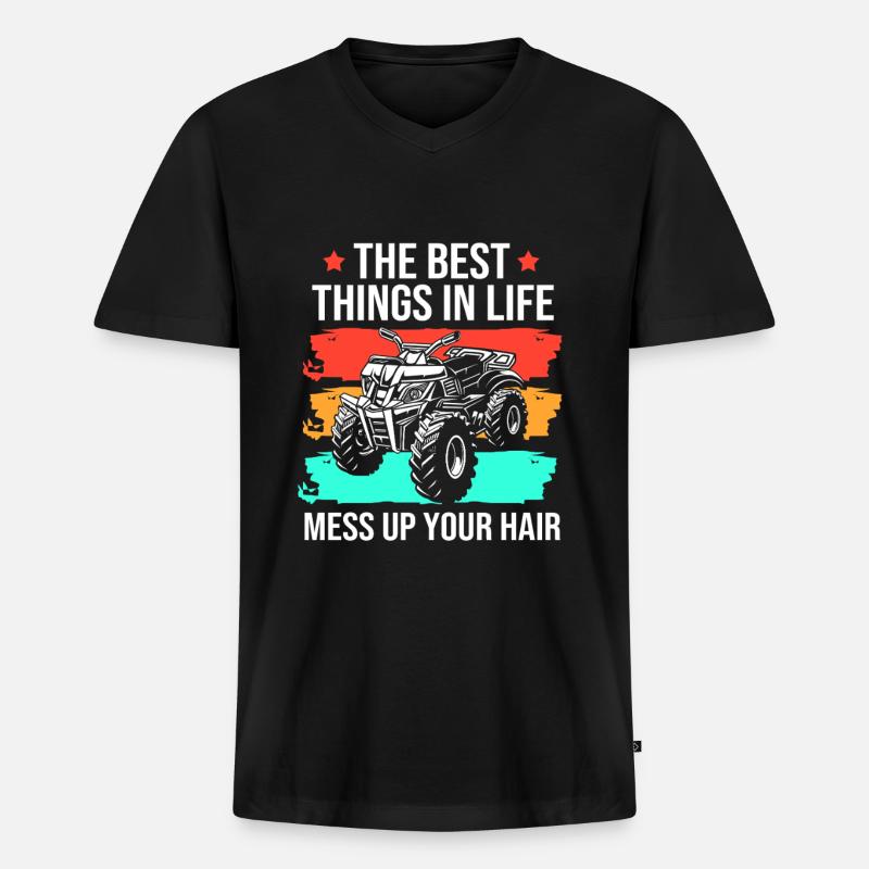 Quad - Männer Premium Bio T-Shirt mit V-Ausschnitt - Schwarz