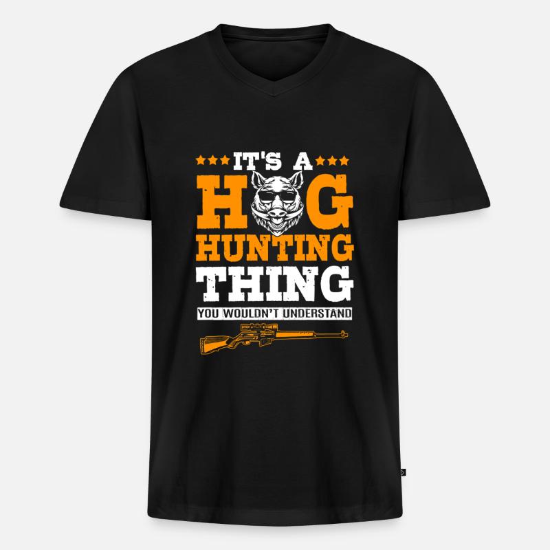 Wildschwein Jagd - Männer Premium Bio T-Shirt mit V-Ausschnitt - Schwarz