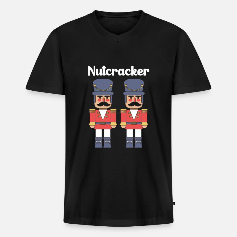 Nussknacker Weihnachten - Männer Premium Bio T-Shirt mit V-Ausschnitt - Schwarz