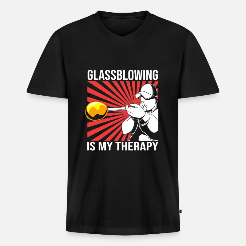 Glas Glasbläser - Männer Premium Bio T-Shirt mit V-Ausschnitt - Schwarz