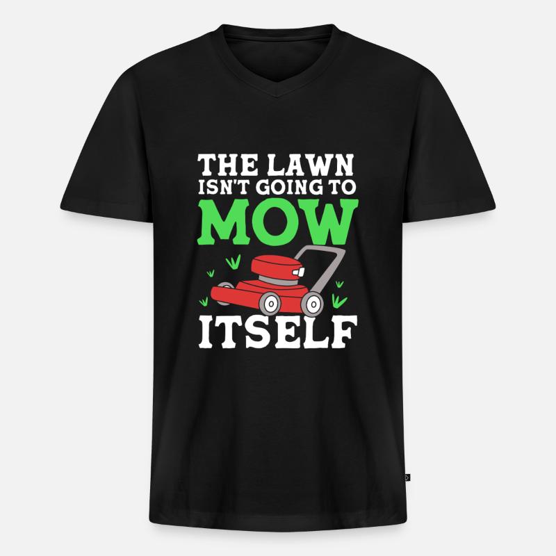 Rasenmäher Rasen (Wiese) - Männer Premium Bio T-Shirt mit V-Ausschnitt - Schwarz