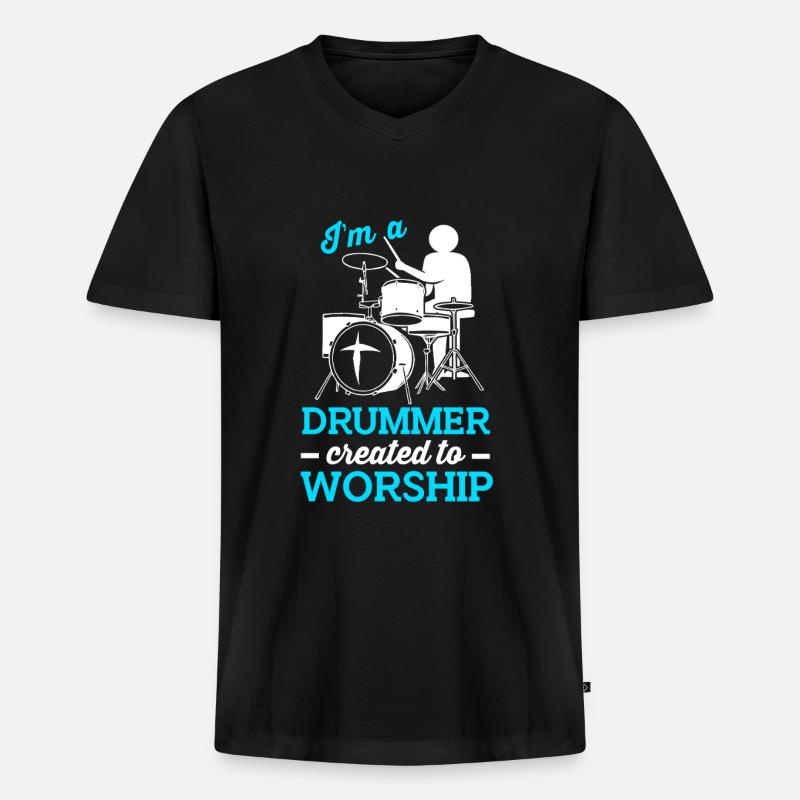 Drumsticks Schlagzeug Schlagzeuger - Männer Premium Bio T-Shirt mit V-Ausschnitt - Schwarz
