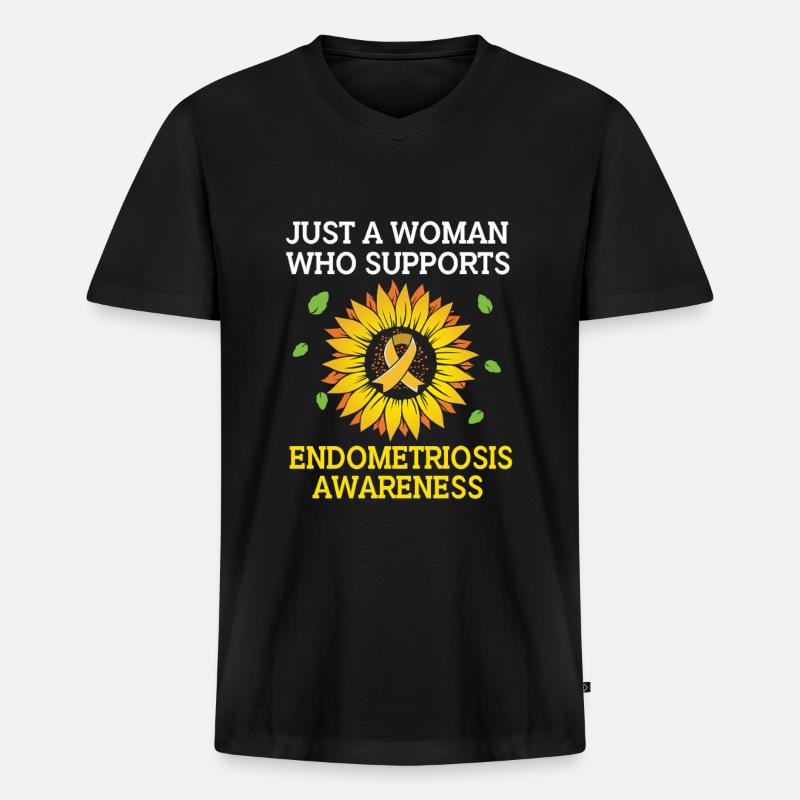 Endo Endometriose - Männer Premium Bio T-Shirt mit V-Ausschnitt - Schwarz