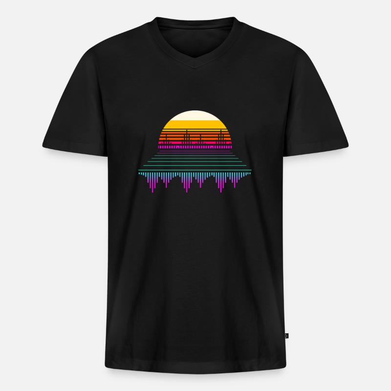 Djing Label Keyboard DJ - Männer Premium Bio T-Shirt mit V-Ausschnitt - Schwarz
