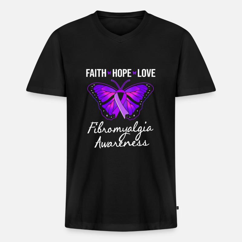 Fibromyalgie Fibro - Männer Premium Bio T-Shirt mit V-Ausschnitt - Schwarz
