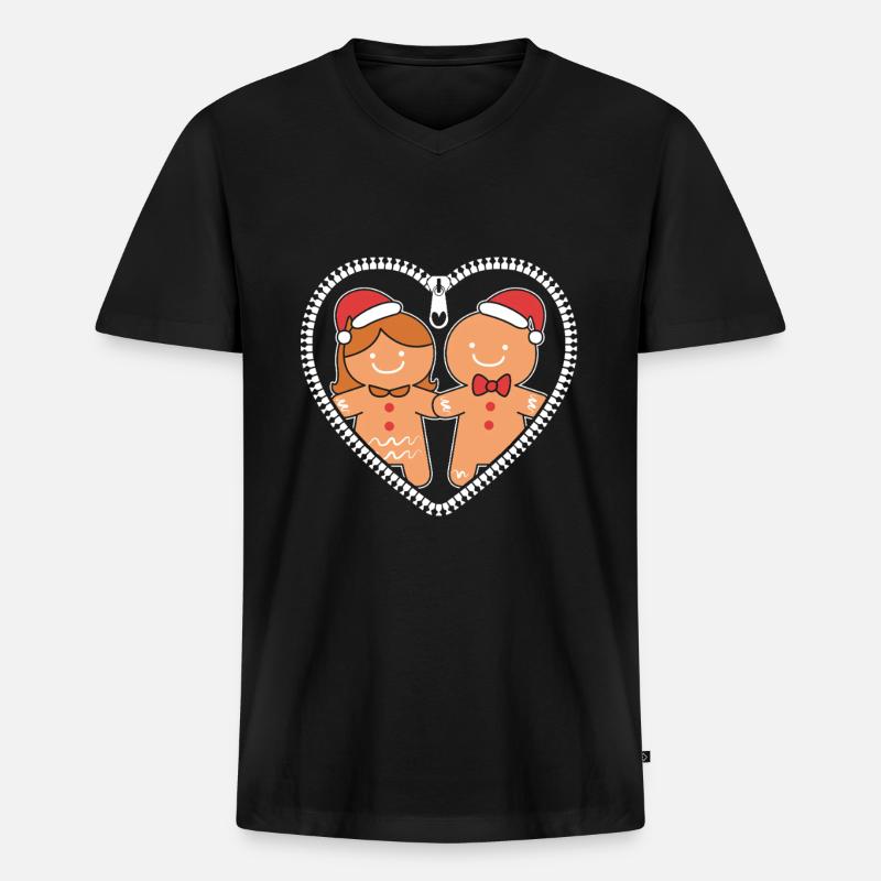 Werdende Mutter Weihnachten Gender Reveal - Männer Premium Bio T-Shirt mit V-Ausschnitt - Schwarz