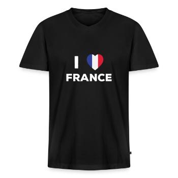 France France Cadeaux Femme & Homme - T-shirt encolure en V Premium bio Homme - noir - Devant - Nico (187cm)