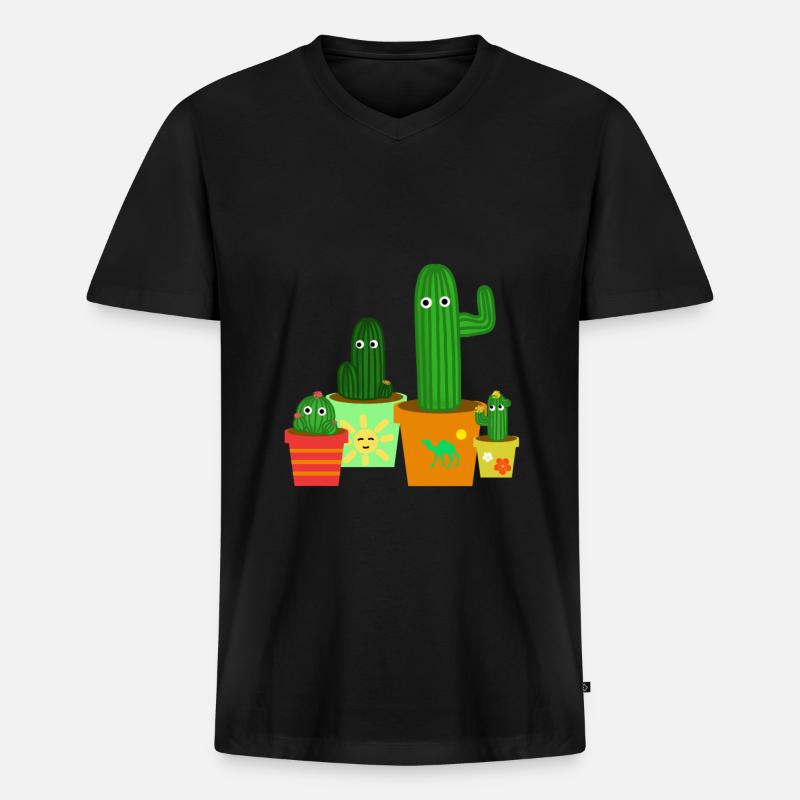 cactus - T-shirt encolure en V Premium bio Homme - noir