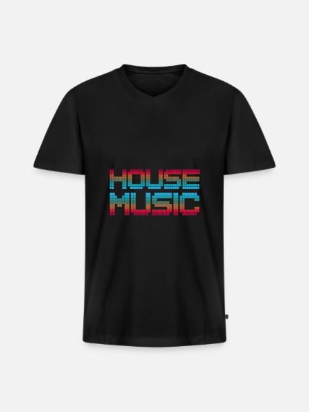 HOUSE Musik Tanzen Feiern - Männer Premium Bio T-Shirt mit V-Ausschnitt - Schwarz