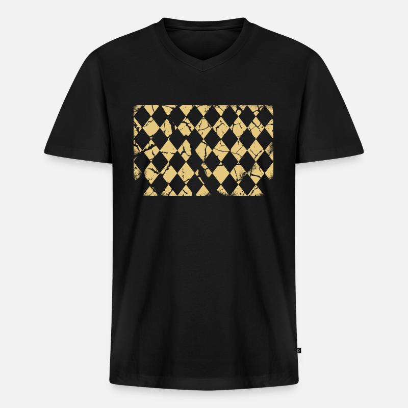 Plaid Pattern Background Rectangle - Men's Premium Organic T-shirt with V-neck - black