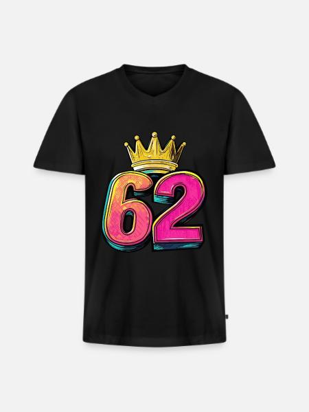 62 Number Crown - Men's Premium Organic T-shirt with V-neck - black