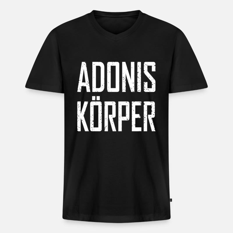 Adonis Körper - Männer Premium Bio T-Shirt mit V-Ausschnitt - Schwarz
