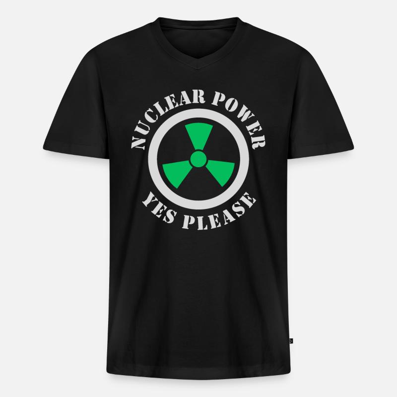 Atomkraft, Ja bitte, Kernenergie - Männer Premium Bio T-Shirt mit V-Ausschnitt - Schwarz