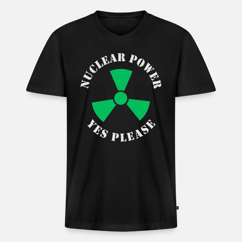 Atomkraft, Ja bitte, Kernenergie - Männer Premium Bio T-Shirt mit V-Ausschnitt - Schwarz