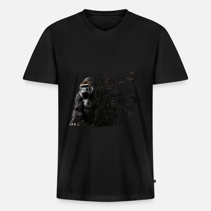 Gorilla - Männer Premium Bio T-Shirt mit V-Ausschnitt - Schwarz