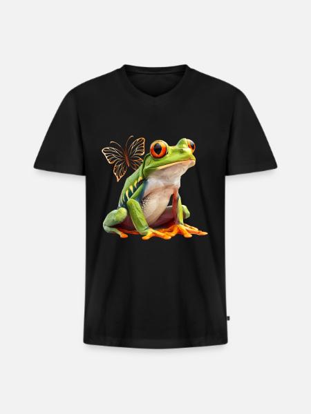 Frog - Men's Premium Organic T-shirt with V-neck - black