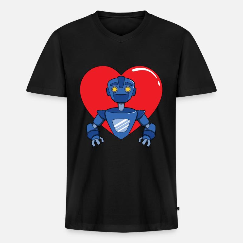 Roboter - Männer Premium Bio T-Shirt mit V-Ausschnitt - Schwarz