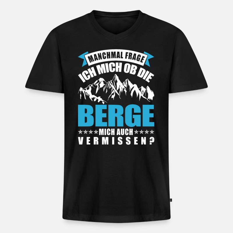Berge - Männer Premium Bio T-Shirt mit V-Ausschnitt - Schwarz