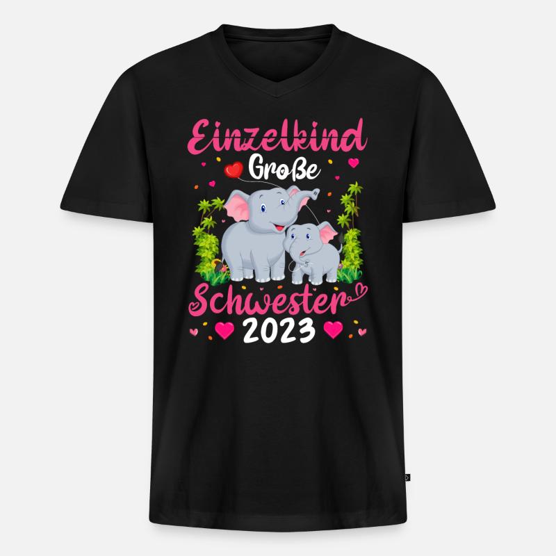 Schwester 2023 - Männer Premium Bio T-Shirt mit V-Ausschnitt - Schwarz