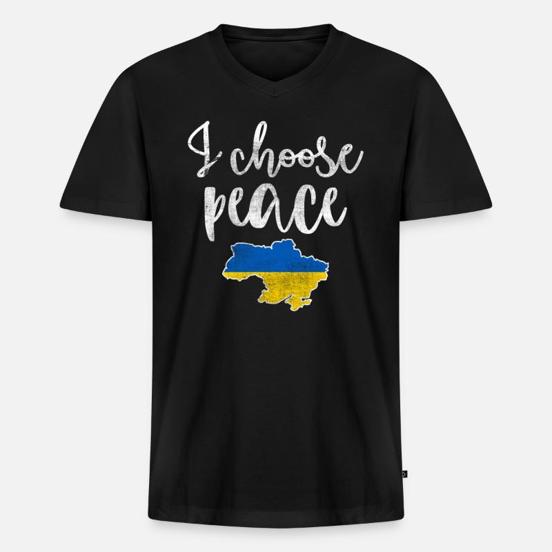 Ukraine Solidarität - Männer Premium Bio T-Shirt mit V-Ausschnitt - Schwarz