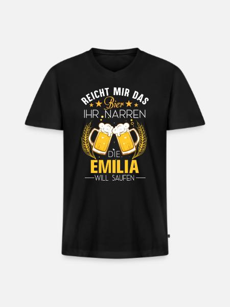 Emilia Bier Spruch - Männer Premium Bio T-Shirt mit V-Ausschnitt - Schwarz