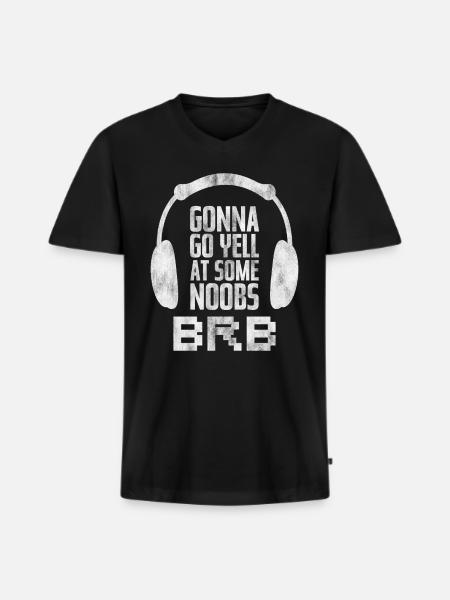 Gamer Noobs Brb - Men's Premium Organic T-shirt with V-neck - black