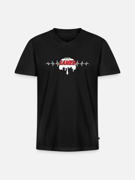 Gamer Heartbeat Gaming Controller Pulse - Men's Premium Organic T-shirt with V-neck - black