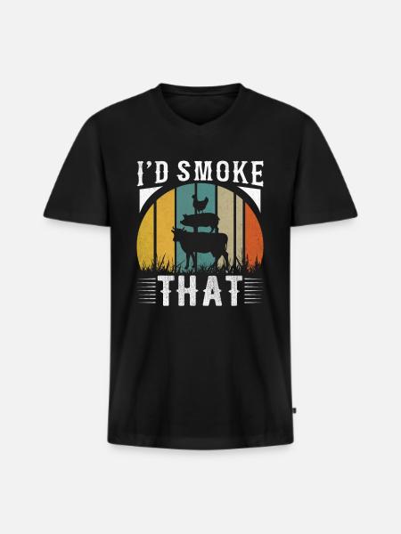 Retro Grillen - Männer Premium Bio T-Shirt mit V-Ausschnitt - Schwarz